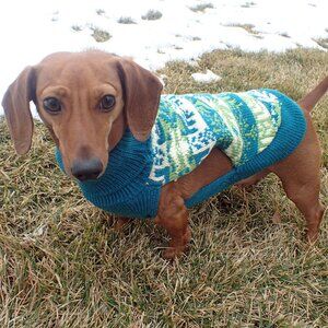 NWT size SMALL dog NEW sweater WORLD MARKET knit pet fair isle teal warm cute